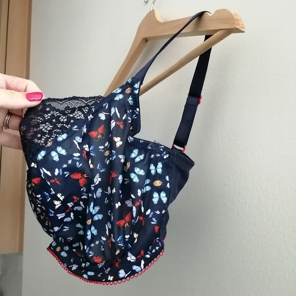 Cleo By Panache Kayla Butterfly Print Lace Balconette Bra 32G - Picture 6 of 16